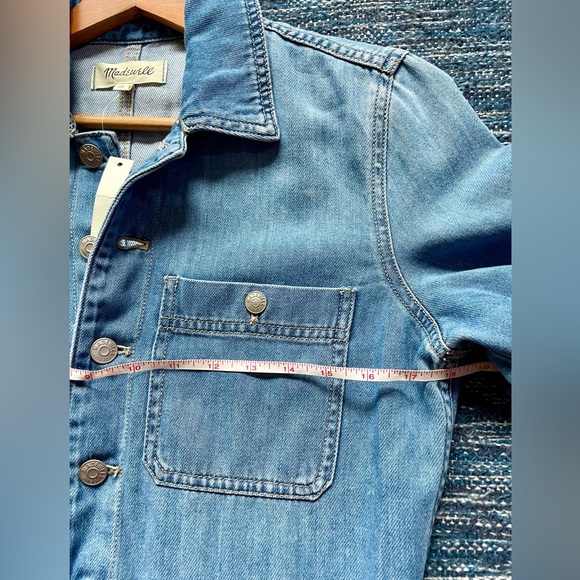 NWT denim jumpsuit with tie waist - Picture 9 of 13